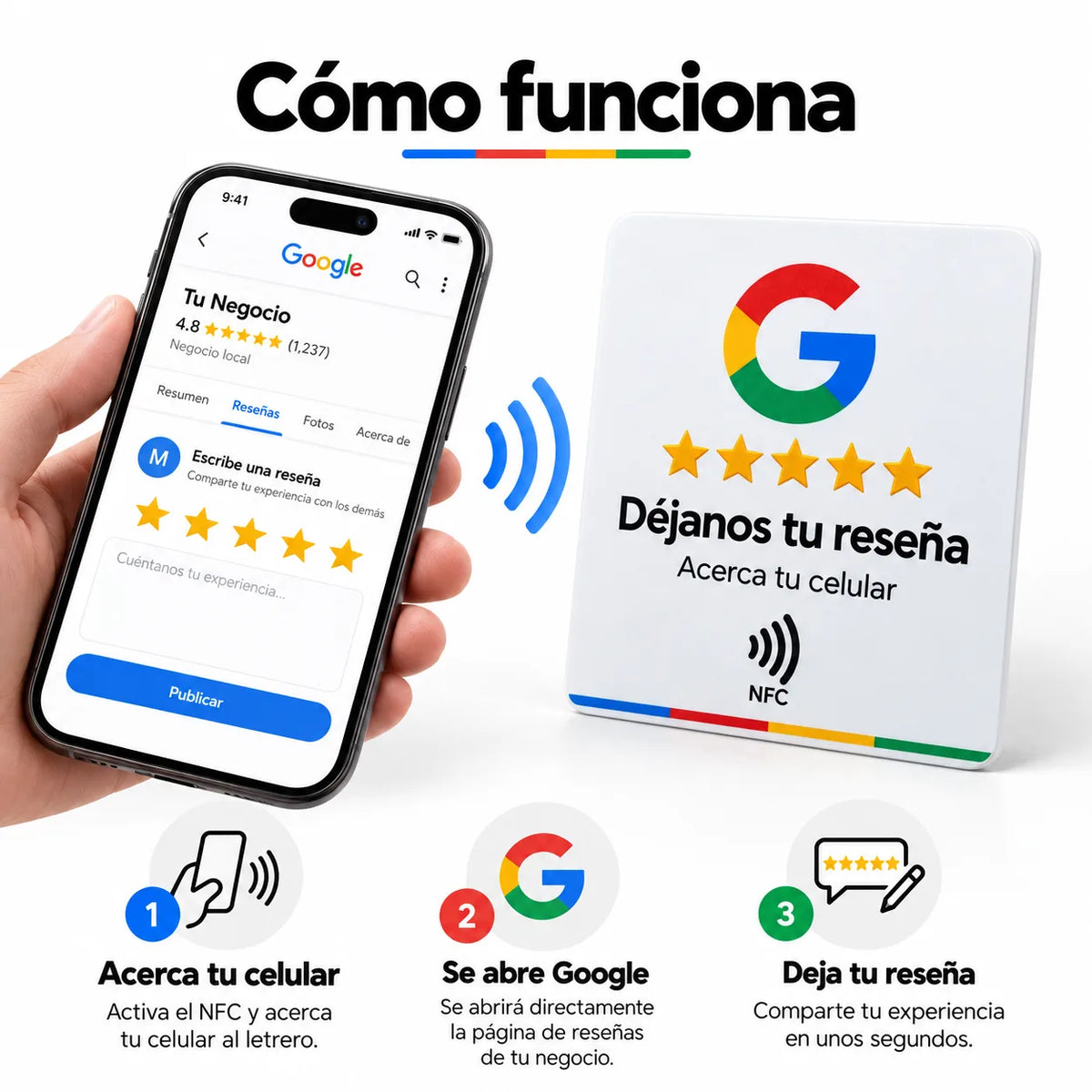 Letrero NFC para Reseñas de Google – Acceso Directo · 4